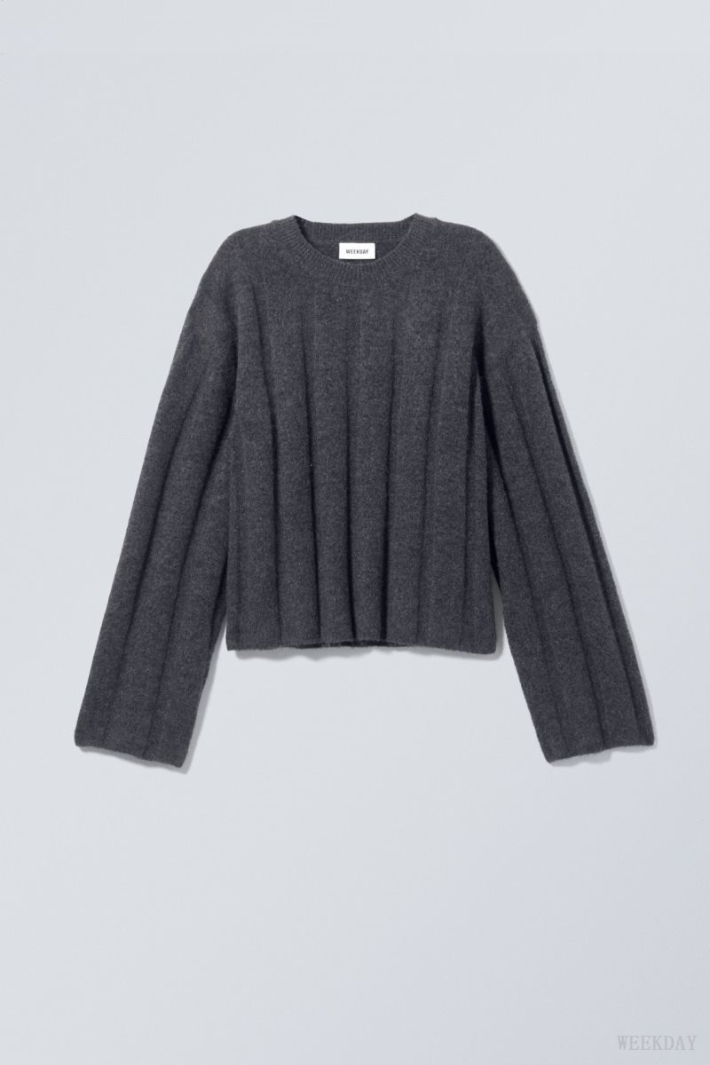 Dark Grey Weekday Fiona Rib Sweater | LURV3203