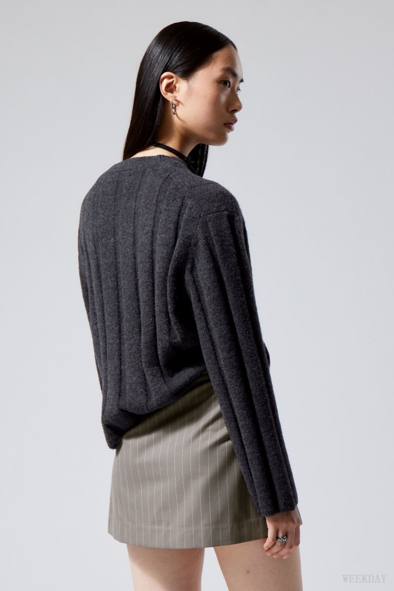 Dark Grey Weekday Fiona Rib Sweater | LURV3203