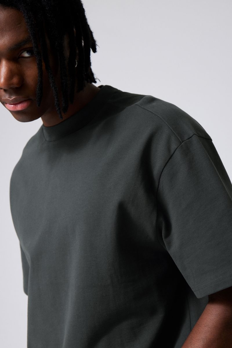 Dark Grey Weekday Great Heavyweight T-shirt | AMOQ7958