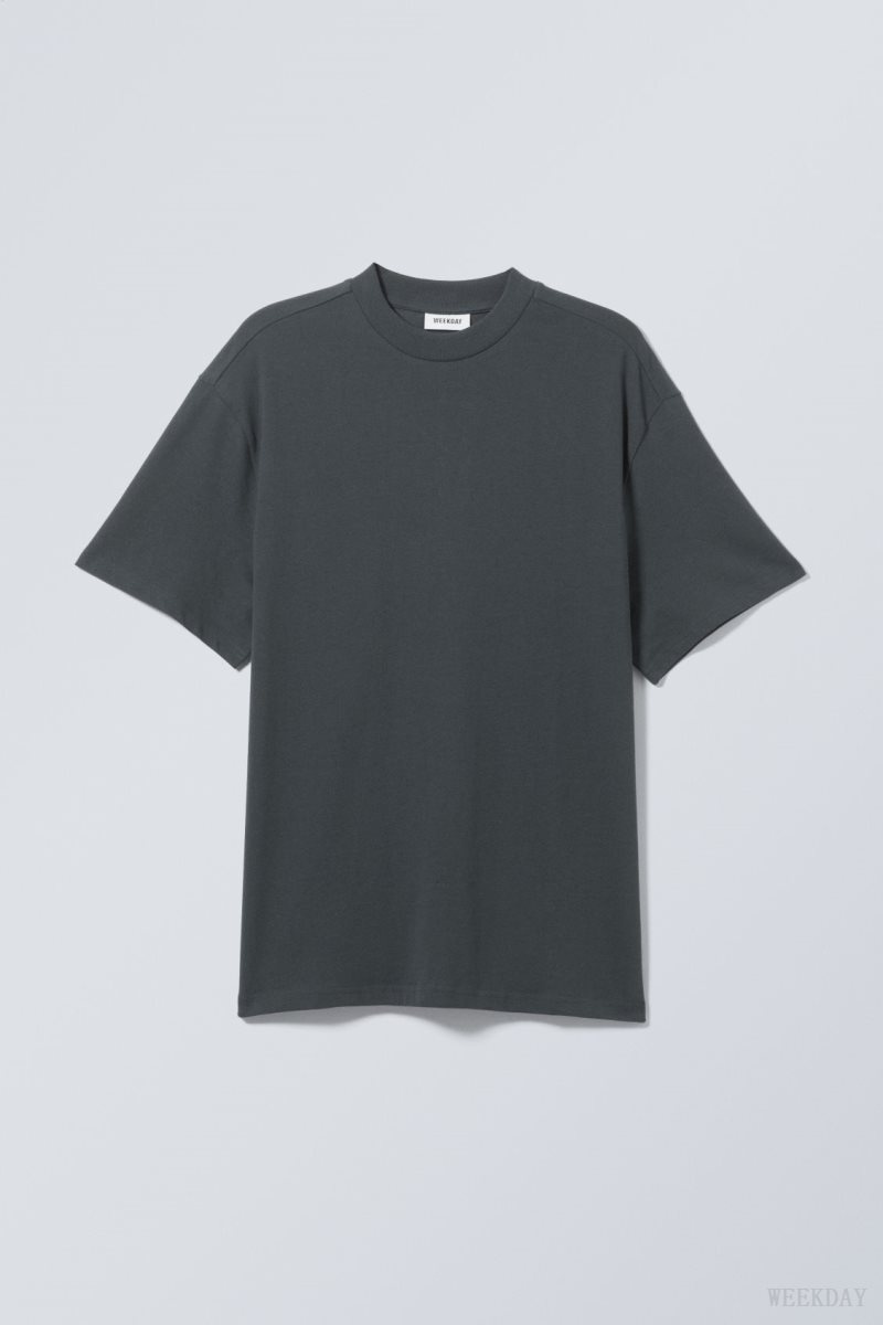 Dark Grey Weekday Great Heavyweight T-shirt | AMOQ7958