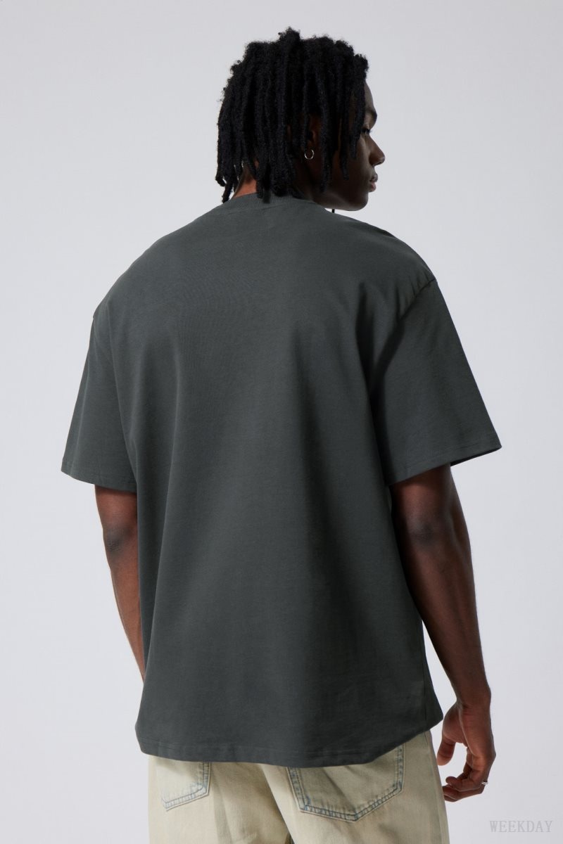 Dark Grey Weekday Great Heavyweight T-shirt | AMOQ7958