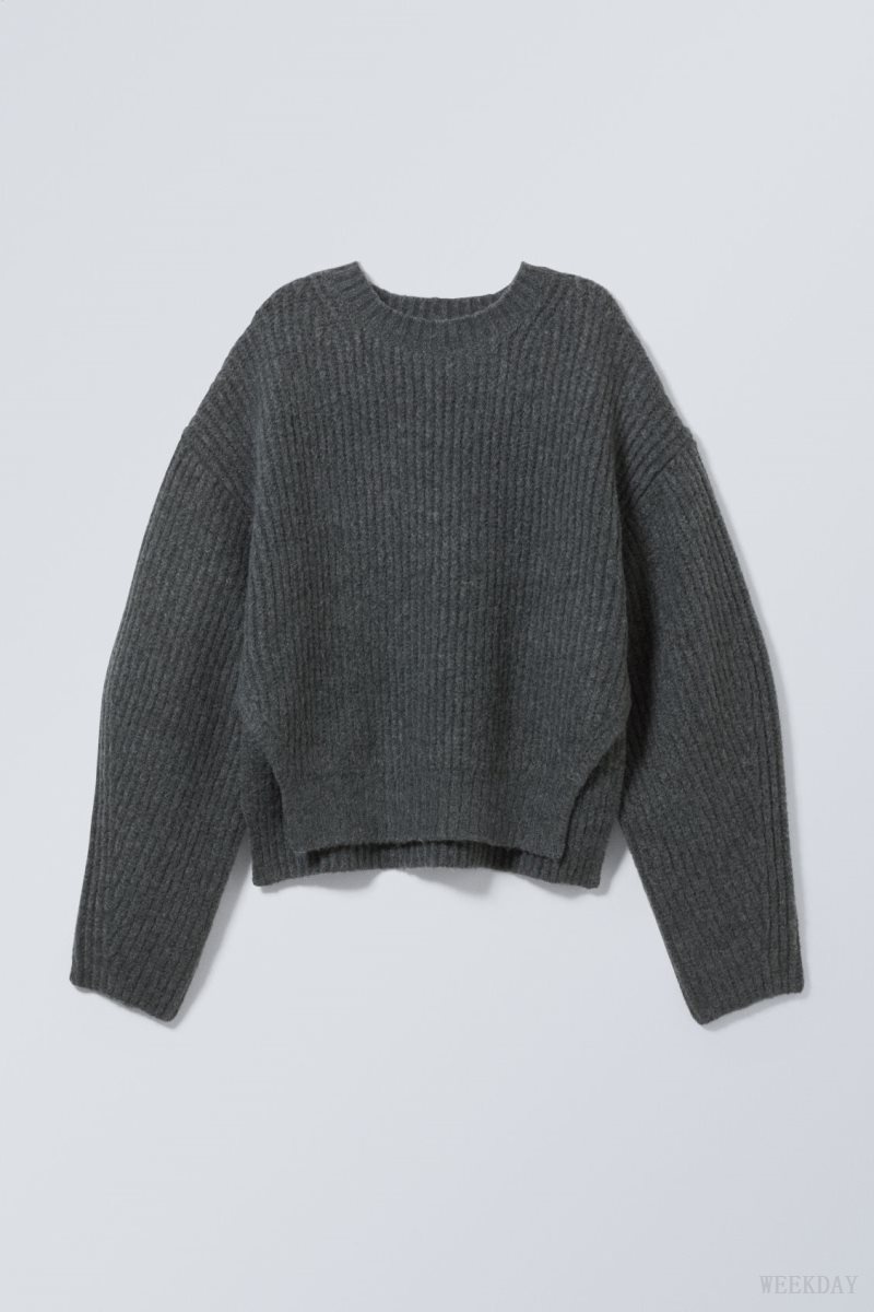 Dark Grey Weekday Ivy Knit Sweater | CILP7928