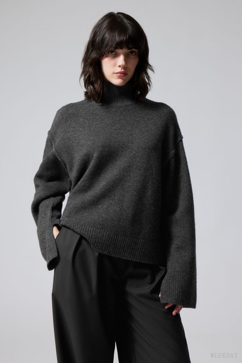 Dark Grey Weekday Maggie Wool Turtleneck | PEPU6818