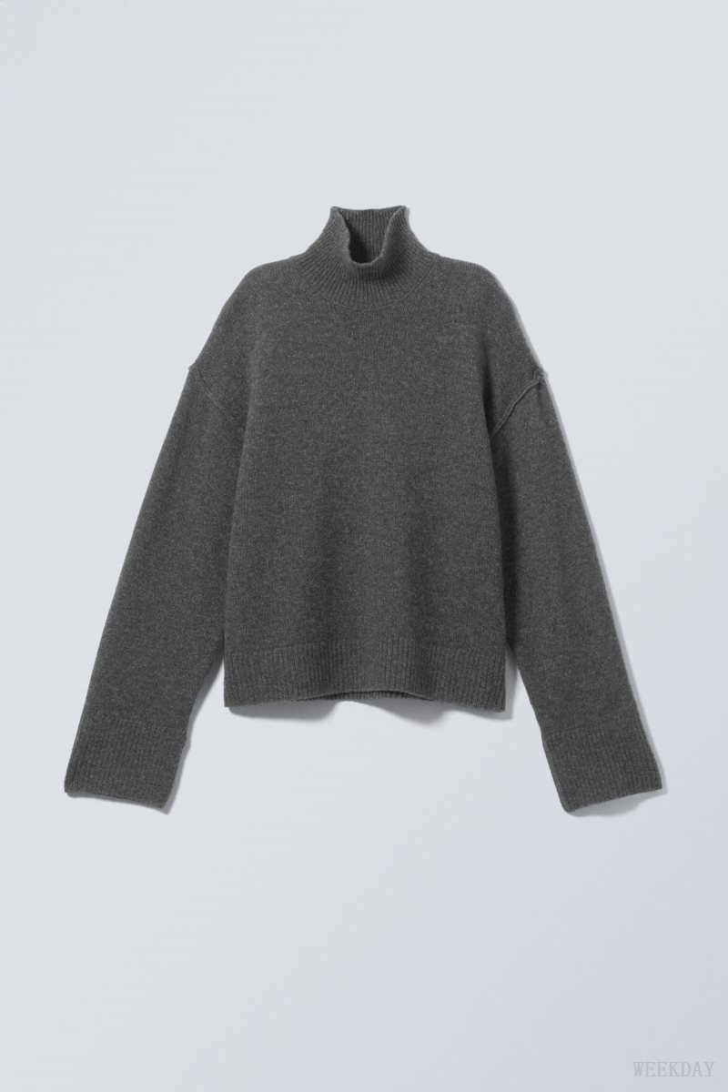 Dark Grey Weekday Maggie Wool Turtleneck | PEPU6818