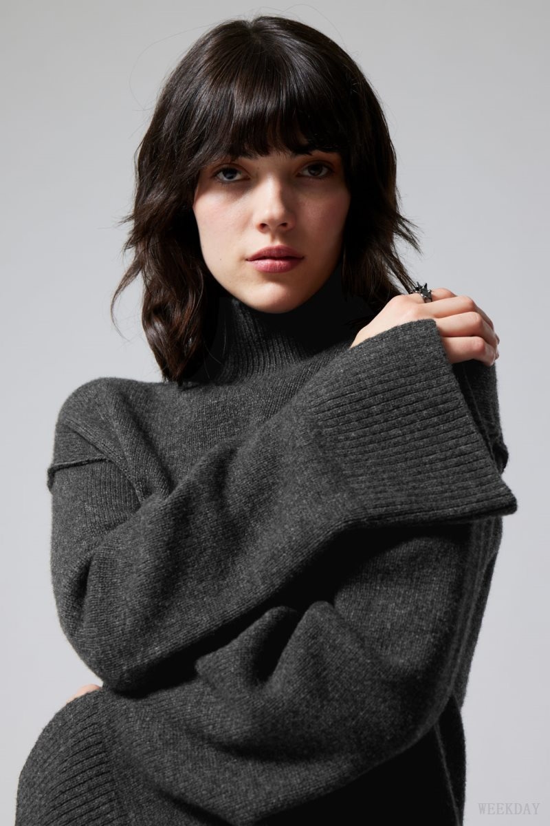 Dark Grey Weekday Maggie Wool Turtleneck | PEPU6818