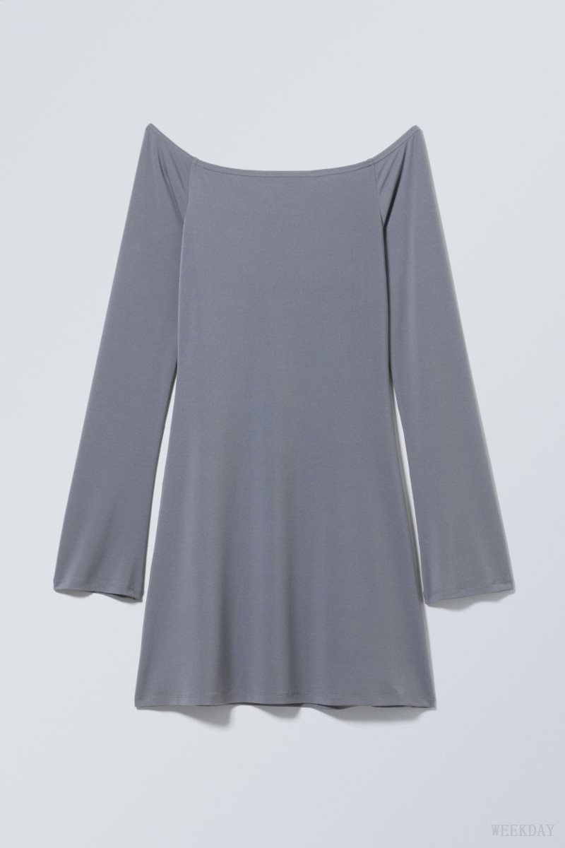 Dark Grey Weekday Off Shoulder Dress | TVPG2982