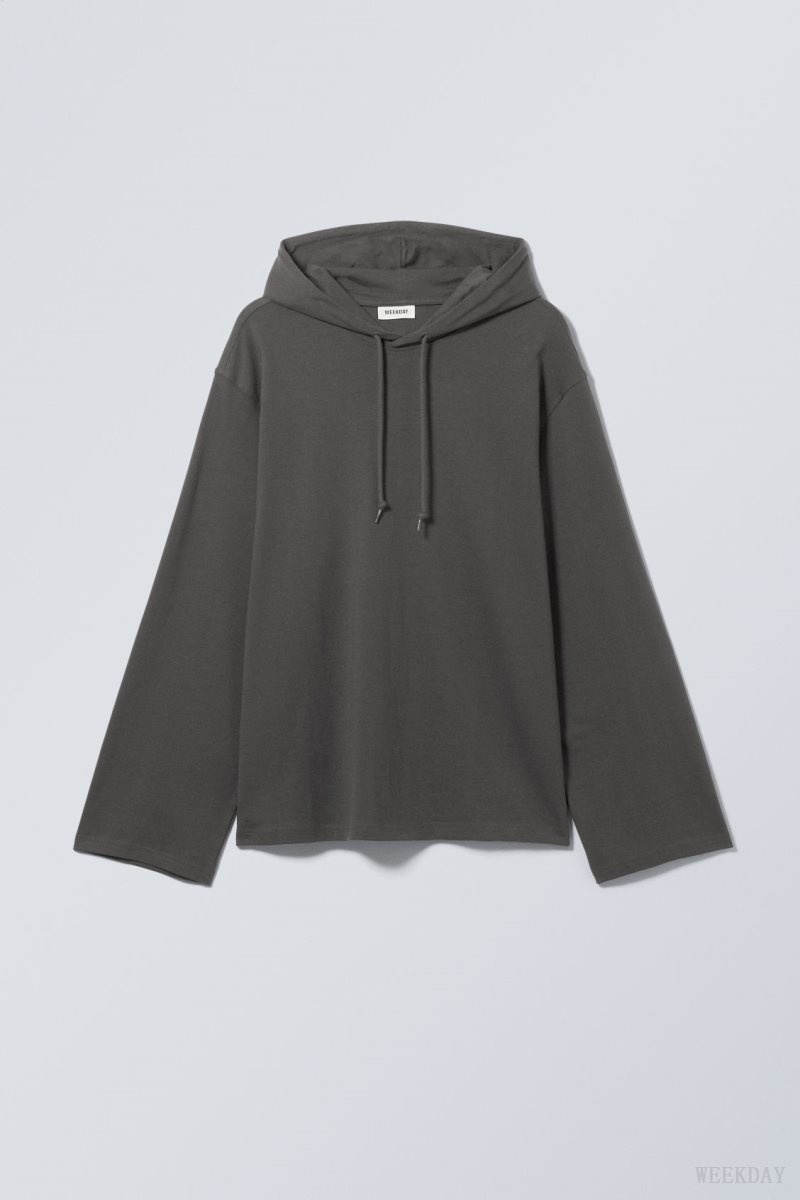 Dark Grey Weekday Oversized Hooded Long Sleeve | MBQV4518