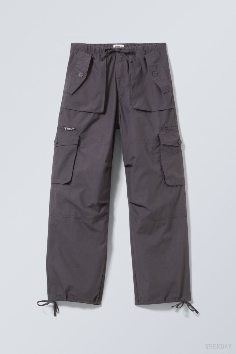 Dark Grey Weekday Piper Loose Cargo Trousers | IUOG4579