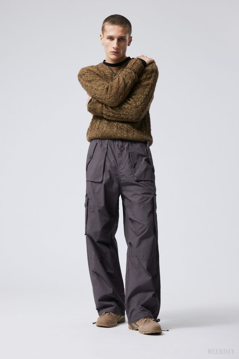 Dark Grey Weekday Piper Loose Cargo Trousers | IUOG4579