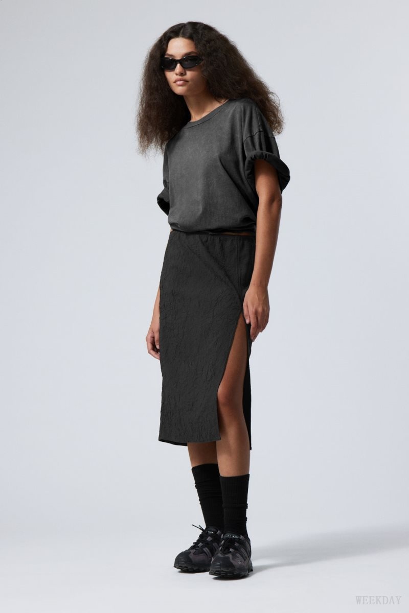 Dark Grey Weekday Priscilla Mid Skirt | TYDF8077