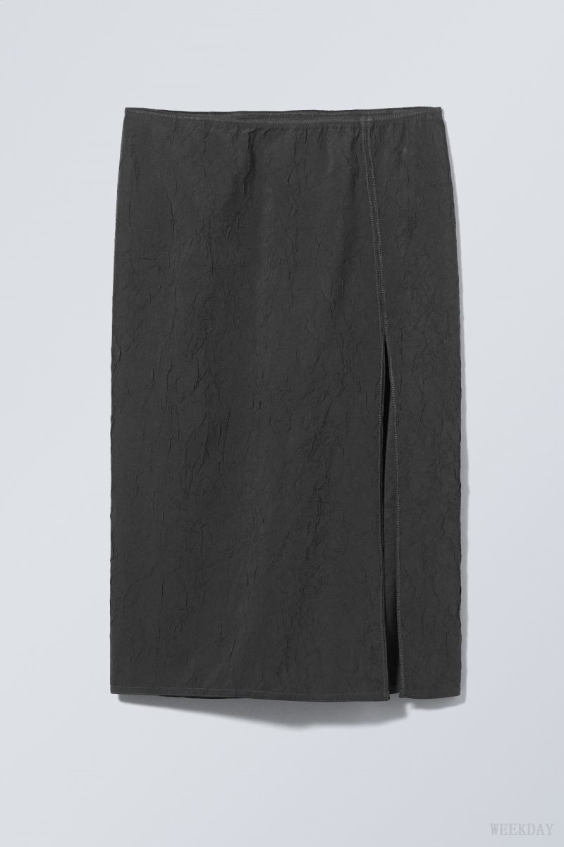 Dark Grey Weekday Priscilla Mid Skirt | TYDF8077