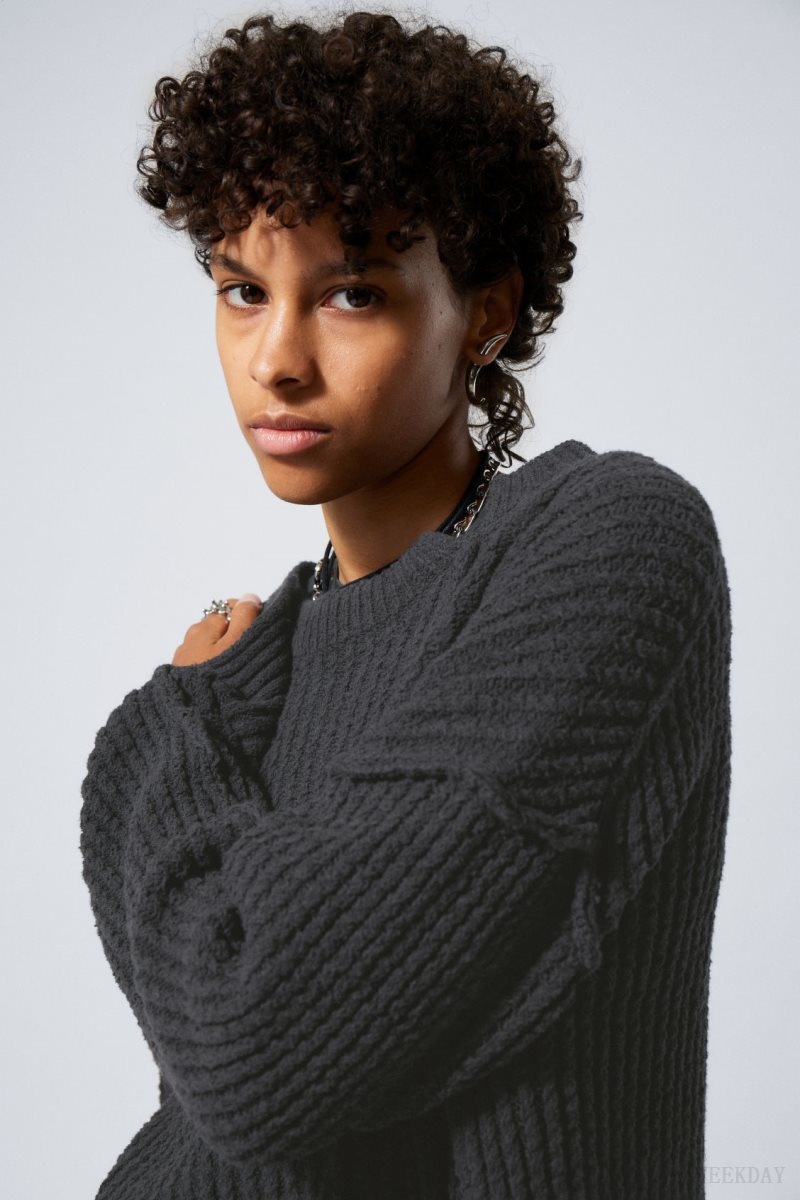 Dark Grey Weekday Rey Oversize Asymmetric Sweater | JNPG9390