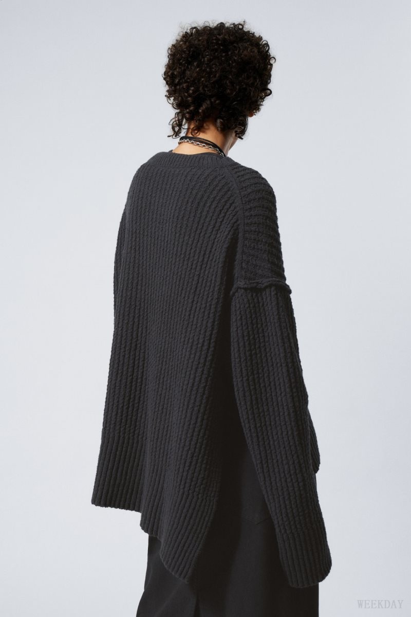 Dark Grey Weekday Rey Oversize Asymmetric Sweater | JNPG9390