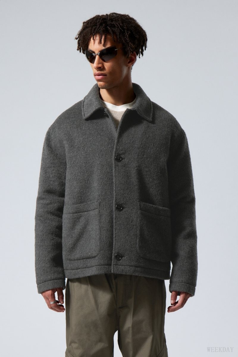 Dark Grey Weekday Rory Wool Jacket | ENJX0407