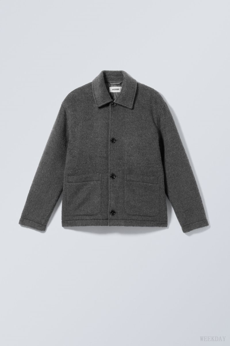 Dark Grey Weekday Rory Wool Jacket | ENJX0407