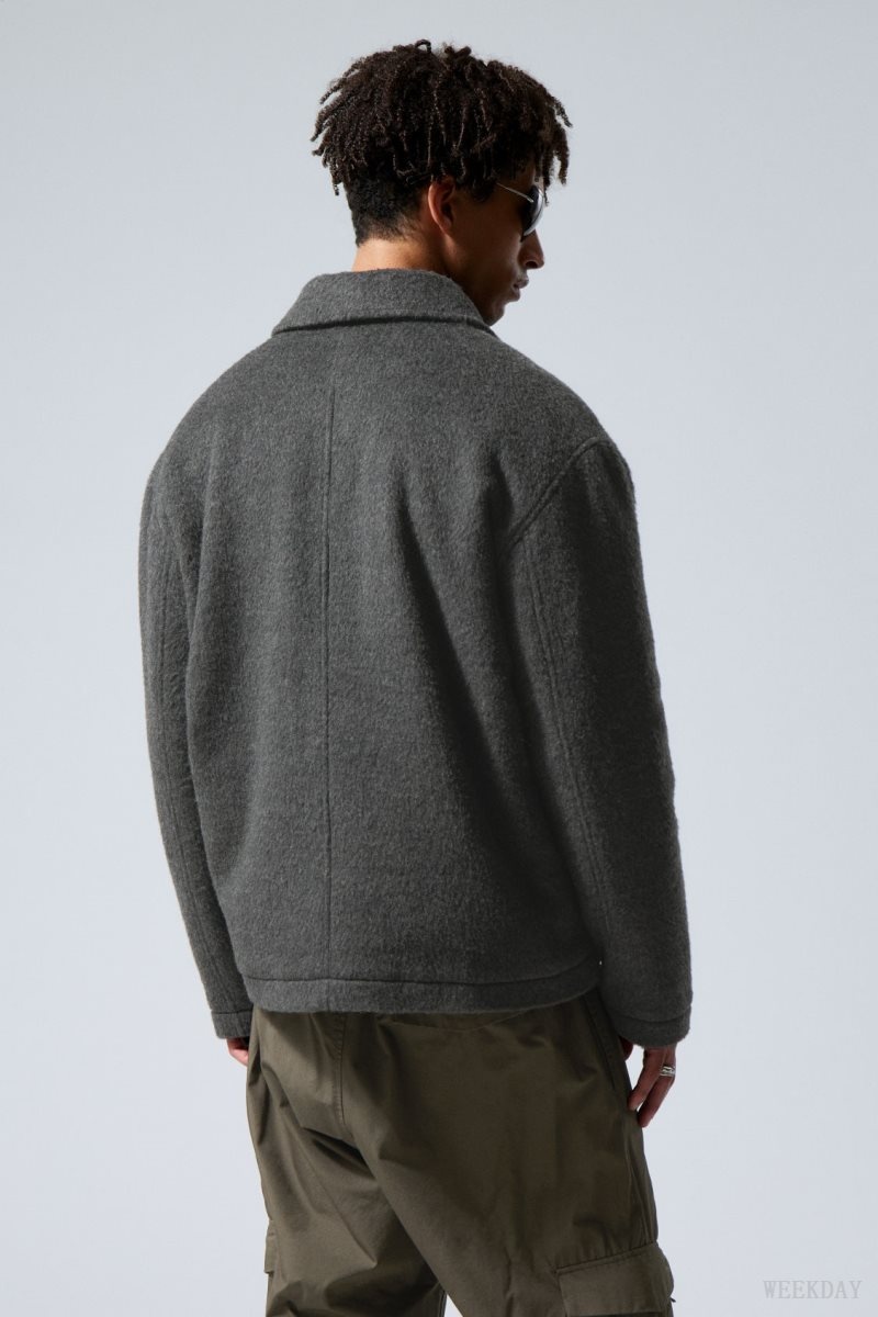 Dark Grey Weekday Rory Wool Jacket | ENJX0407