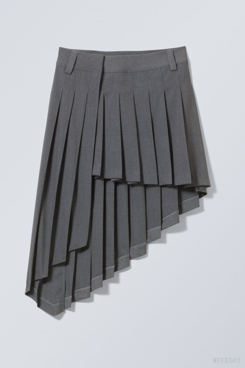 Dark Grey Weekday Skylar Pleated Midi Skirt | WCZX5123