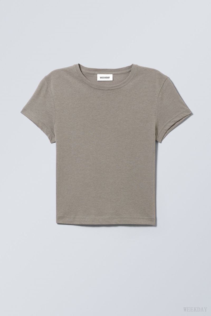 Dark Grey Weekday Tight Fitted T-shirt | QEGZ3494