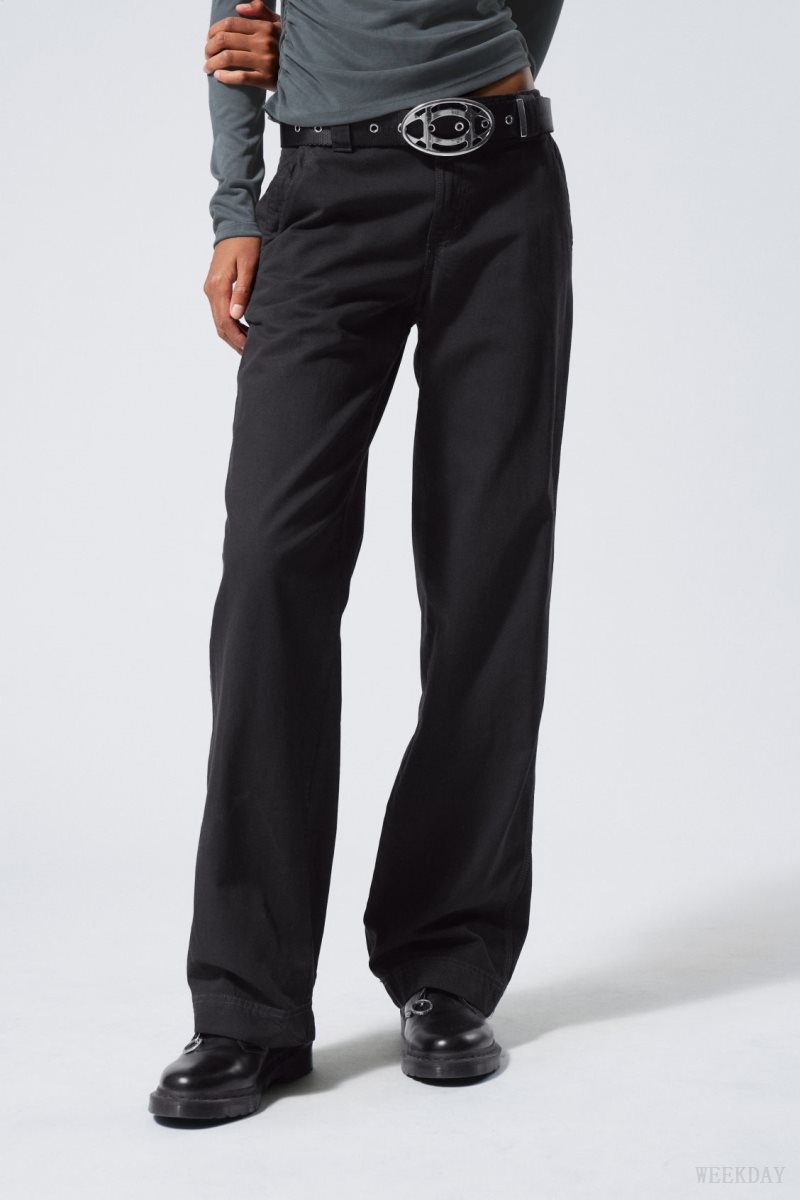 Dark Grey Weekday Tony Cotton Twill Trousers | UQAX2222