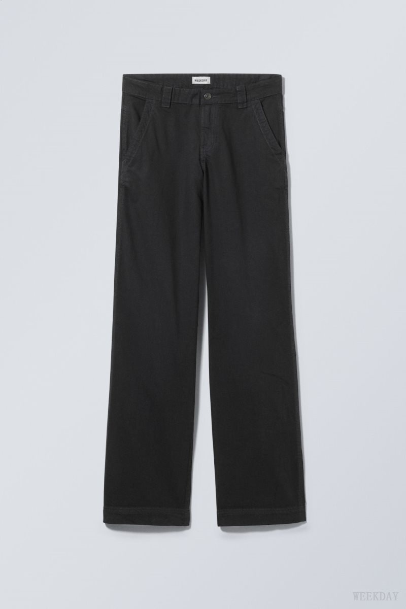 Dark Grey Weekday Tony Cotton Twill Trousers | UQAX2222