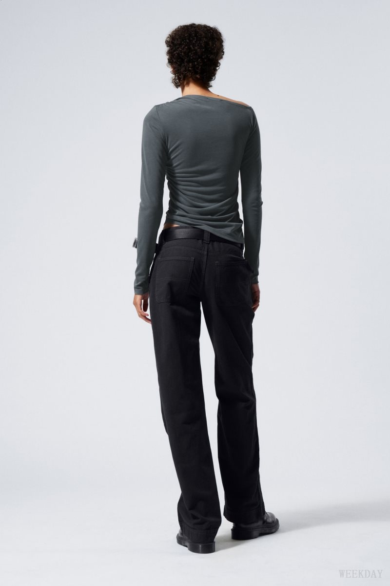 Dark Grey Weekday Tony Cotton Twill Trousers | UQAX2222