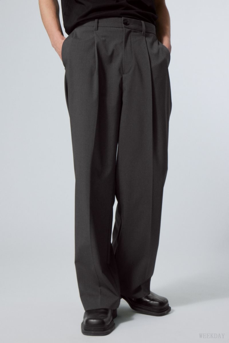 Dark Grey Weekday Uno Loose Suit Trousers | RLBV9869