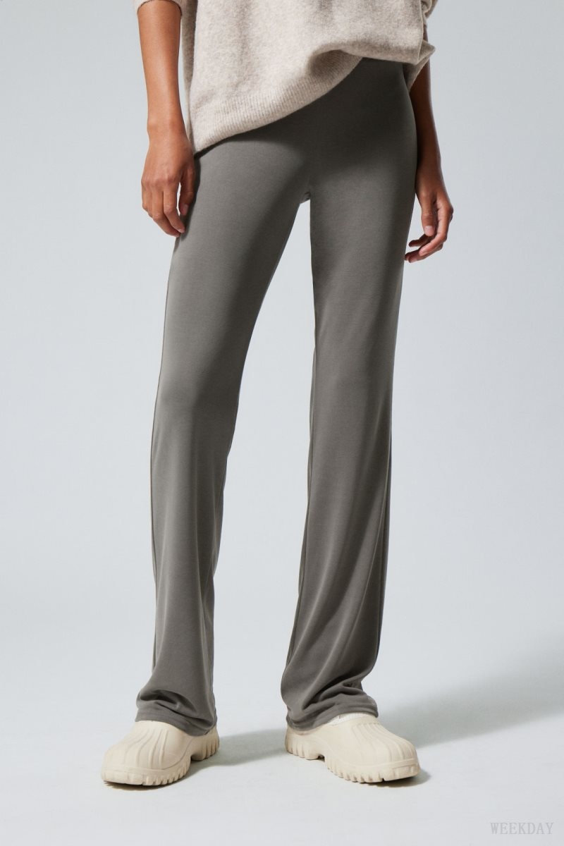 Dark Khaki Weekday Bea Jersey Trousers | DTPG5524