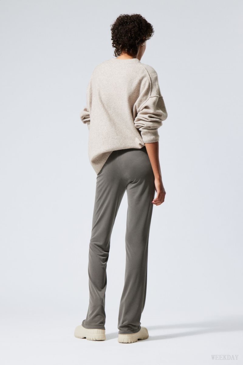 Dark Khaki Weekday Bea Jersey Trousers | DTPG5524