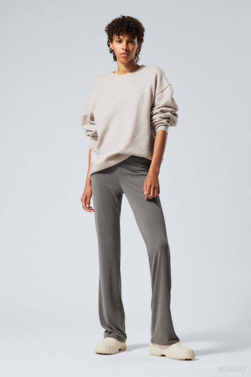 Dark Khaki Weekday Bea Jersey Trousers | DTPG5524