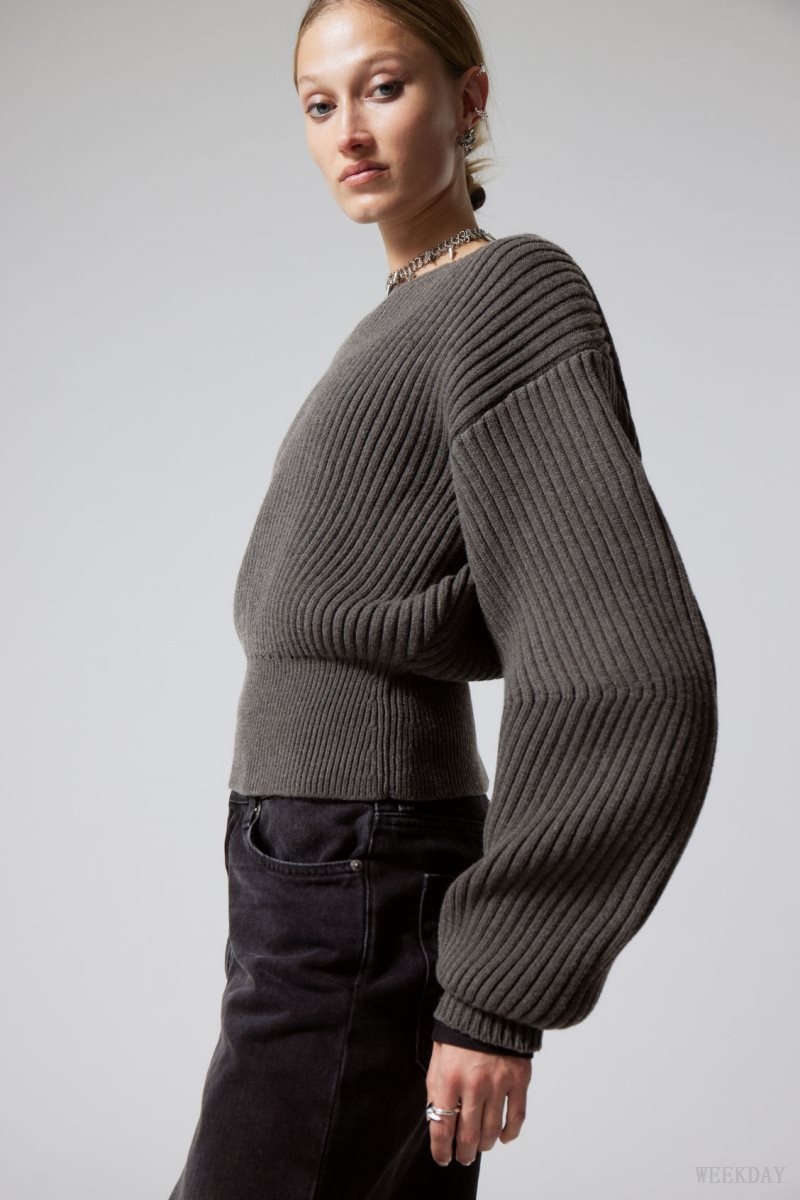 Dark Mole Weekday Dion Sculptural Sweater | VJFL0256