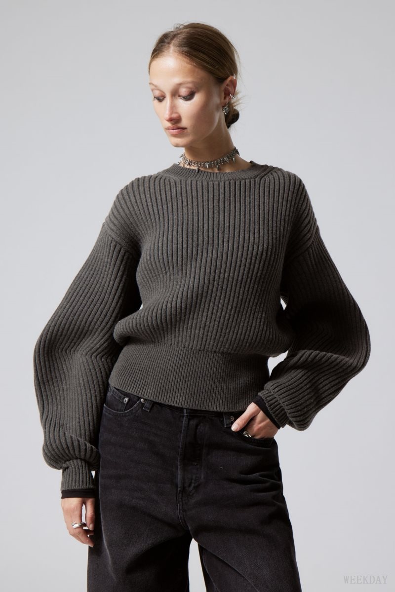 Dark Mole Weekday Dion Sculptural Sweater | VJFL0256