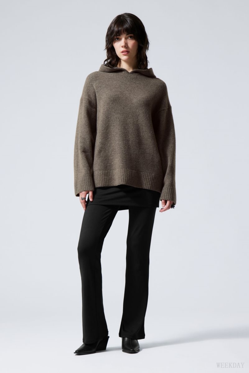 Dark Mole Weekday Marla Oversized Soft Knit Hoodie | VYEB4585