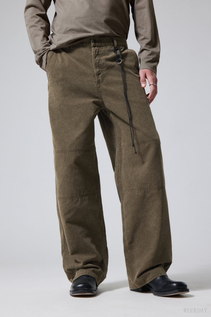 Dark Mole Weekday Micha Loose Workwear Trousers | HDCK4745