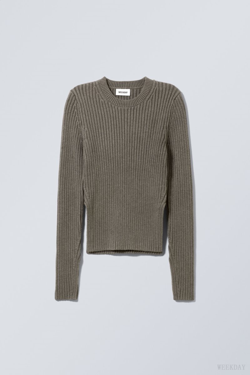 Dark Mole Weekday Rora Rib Sweater | MMRL4337