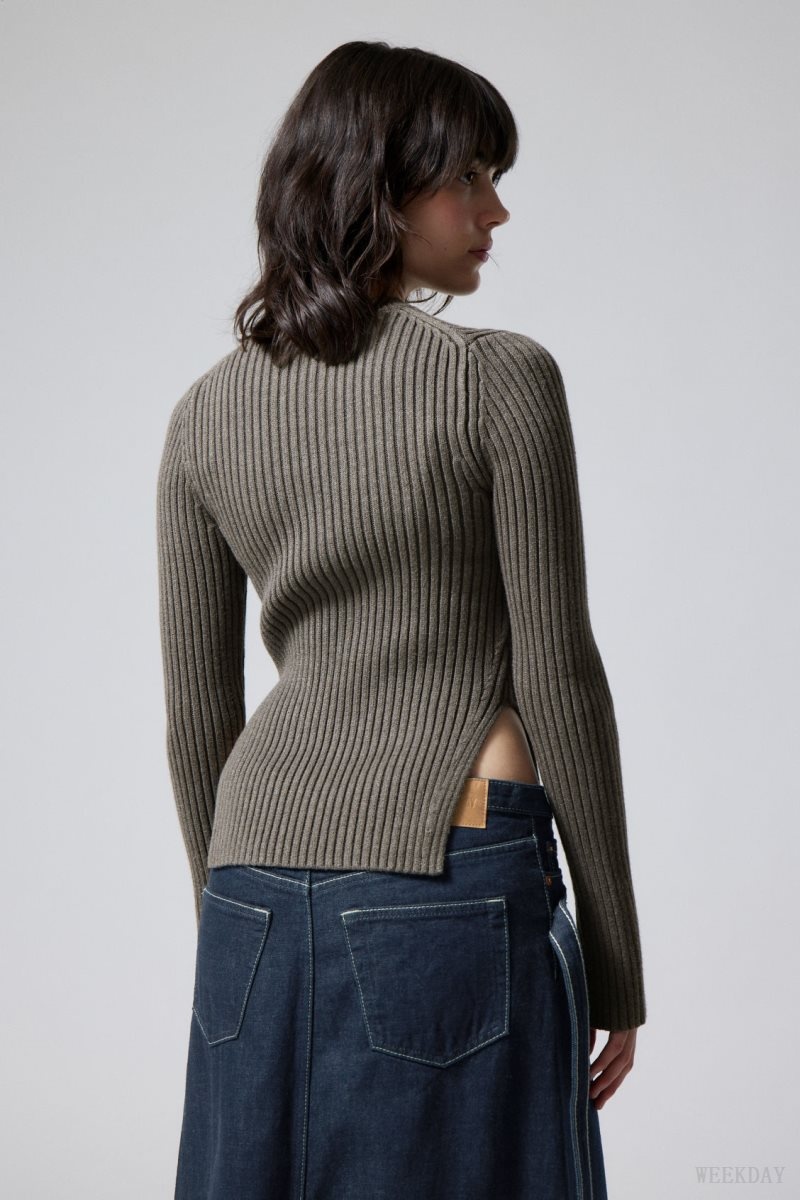 Dark Mole Weekday Rora Rib Sweater | MMRL4337