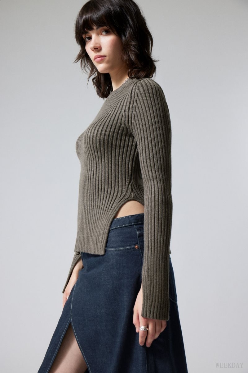 Dark Mole Weekday Rora Rib Sweater | MMRL4337