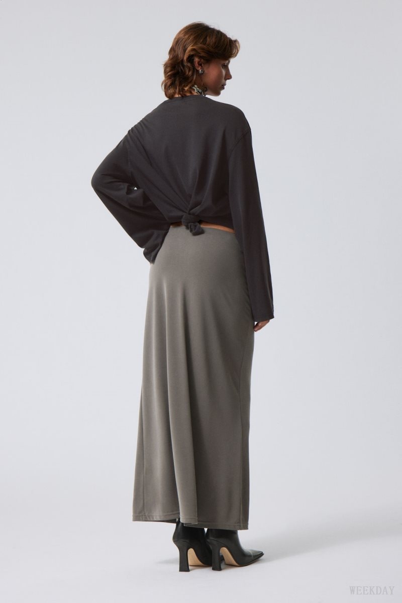 Dark Mole Weekday Signe Drapy Maxi Skirt | TAUP6558