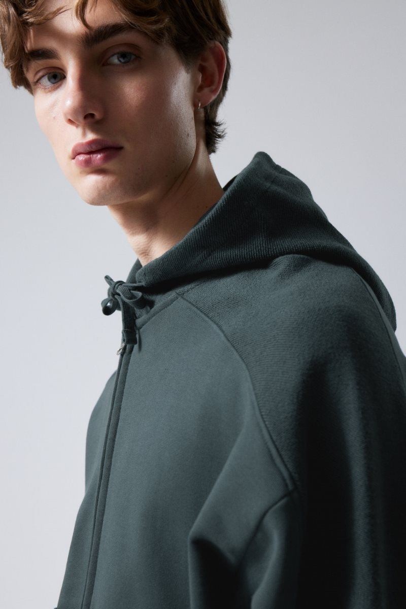 Dark Petrol Weekday Craig Zip Hoodie | BKIQ6563