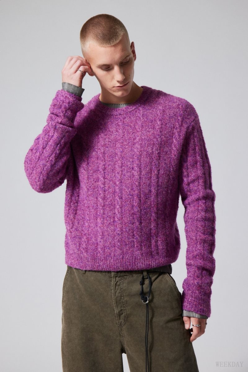 Dark Pink Weekday Jesper Wool Blend Knit Sweater | PQAB7559