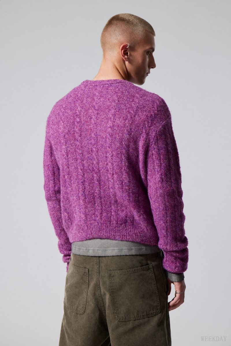 Dark Pink Weekday Jesper Wool Blend Knit Sweater | PQAB7559