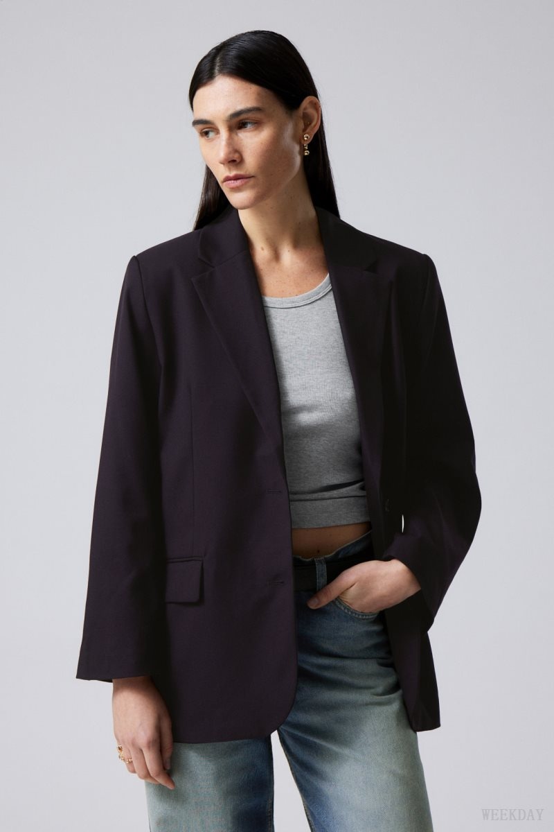 Dark Purple Weekday Erin Oversized Blazer | BXYF7373