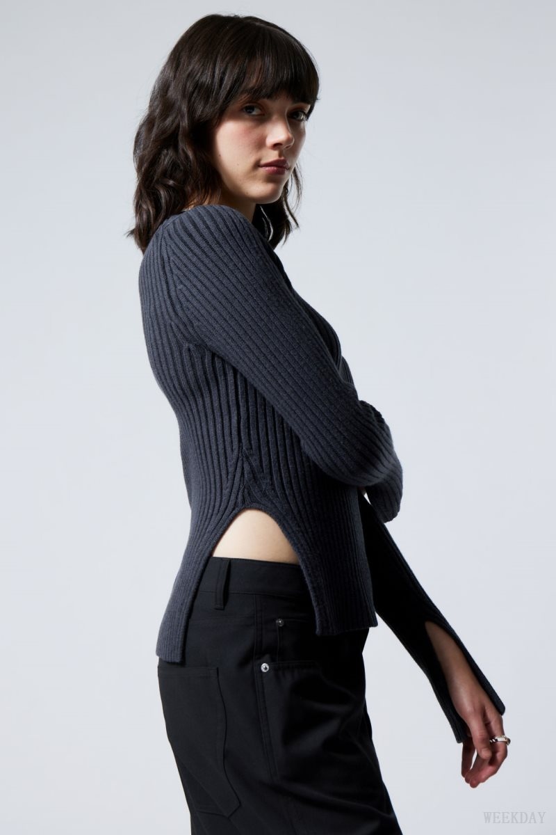 Dark Purple Weekday Rora Rib Sweater | RWYV9719