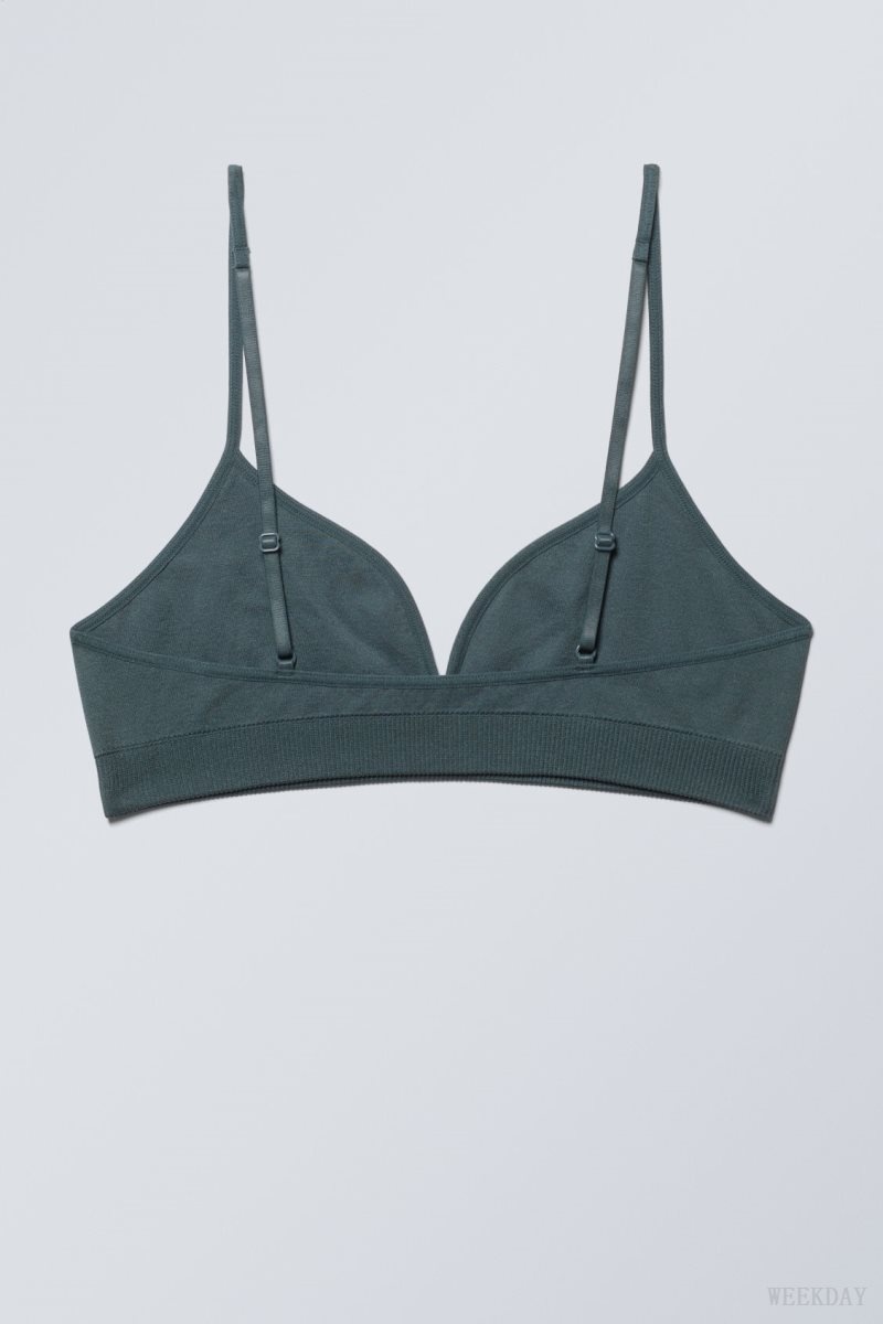 Dark Turquoise Weekday Cat Soft Triangle Bra Bra | JJZC1905