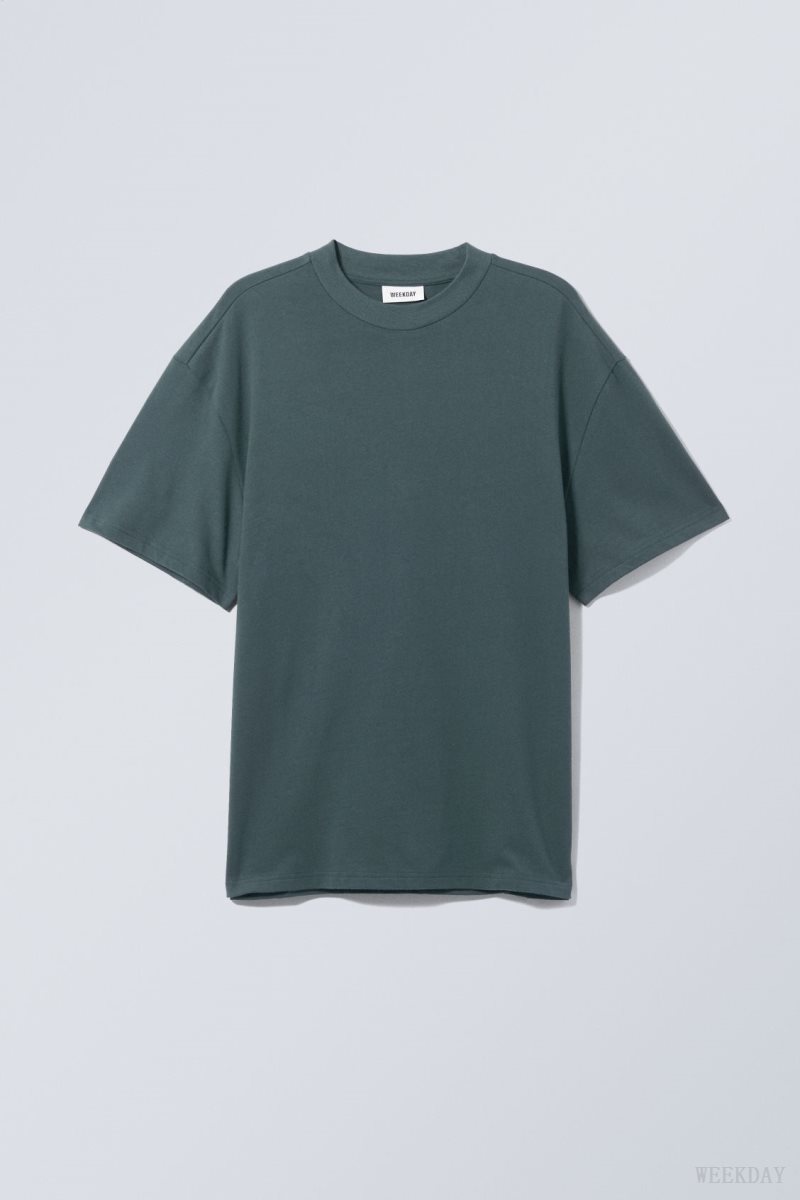 Dark Turquoise Weekday Great Heavyweight T-shirt | DTAW8361