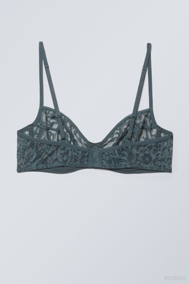 Dark Turquoise Weekday Lucy Lace Underwire Bra Bra | VWYZ0285