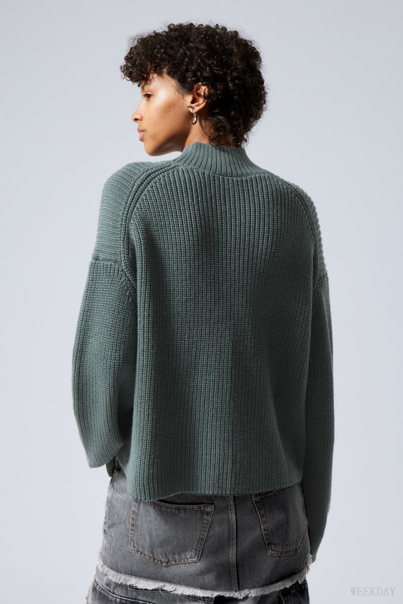 Dark Turquoise Weekday Lyla Knit Sweater | EYPO0337