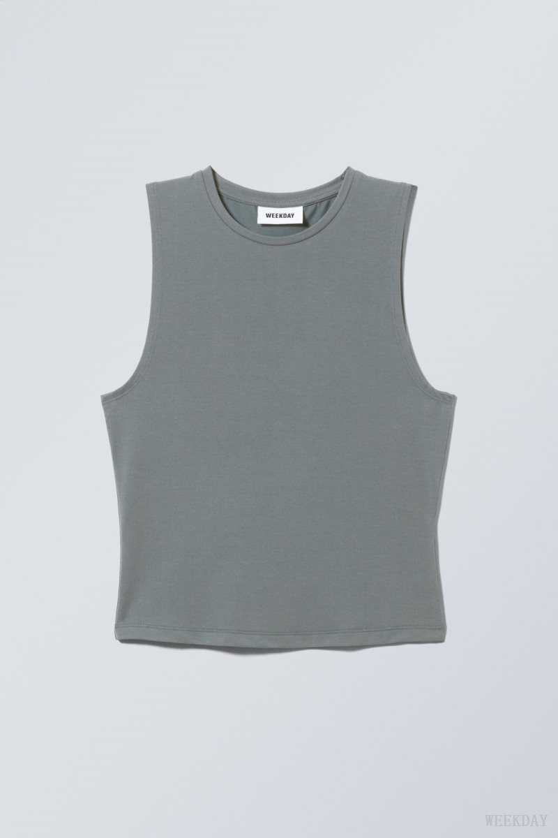 Dark Turquoise Weekday Soft Brushed Tank Top | OKGX2918