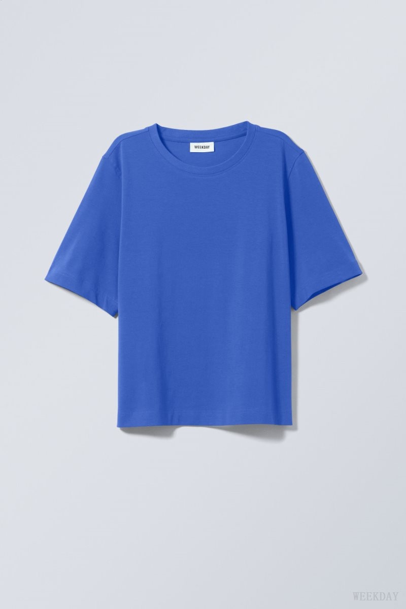 Deep Blue Weekday Perfect Boxy T-shirt | KFUQ0152