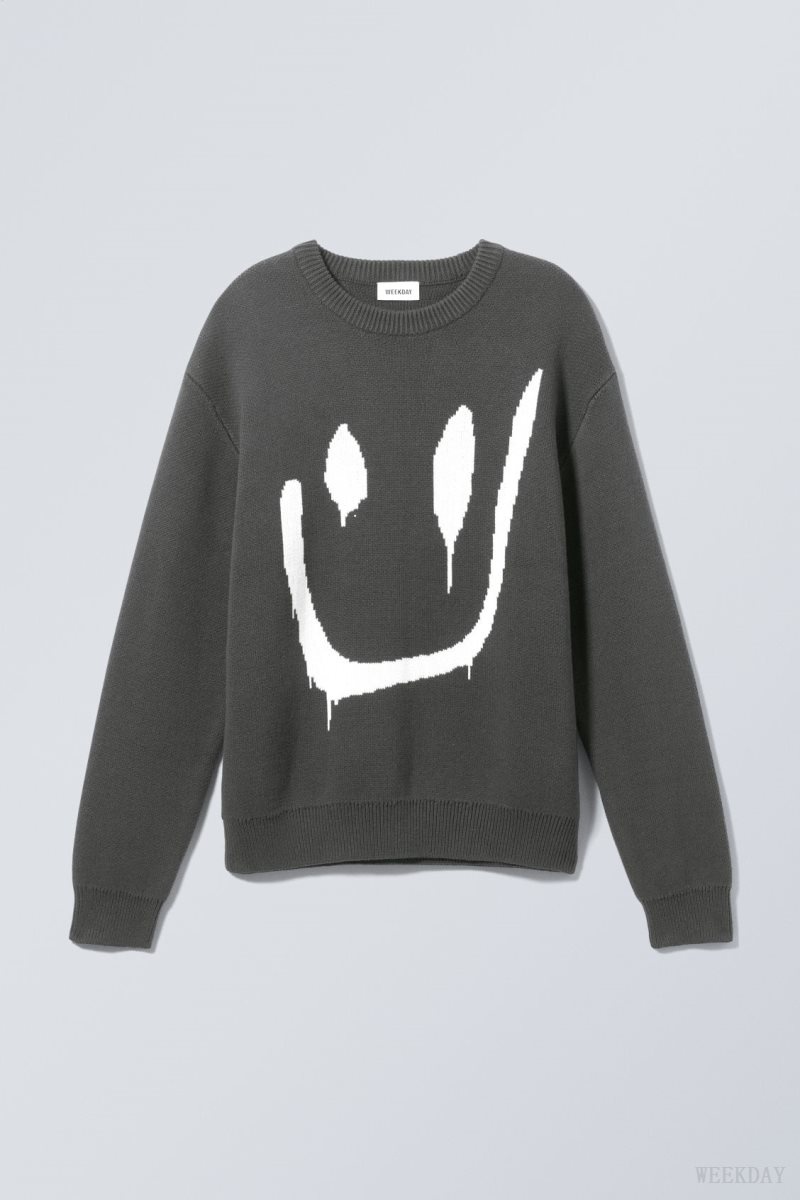 Drippy Smiling Face Weekday Fabian Graphic Sweater | VOBN2626