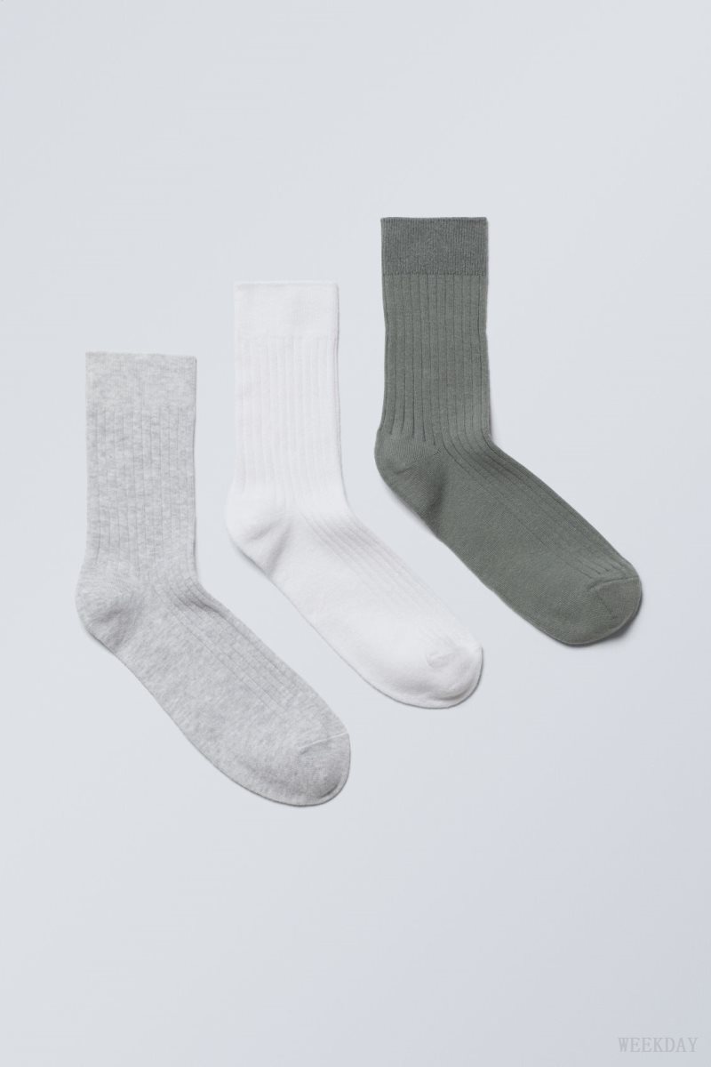 Dusty Accent Mix Weekday 3-pack Selma Socks | KTGF8049